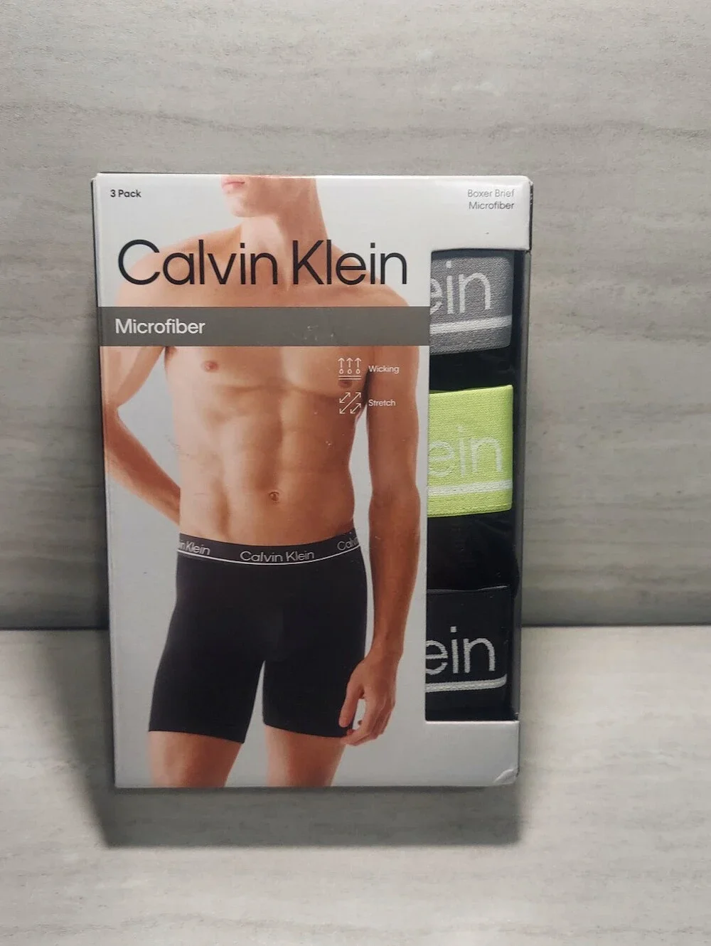 Calvin Klein Men’s Boxer Briefs Pack – Black with Neon Lime & Gray Accents